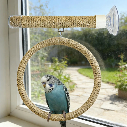 Jute Rope Suction Cup Window Perch for Birds | Bon Bon Bird Toys