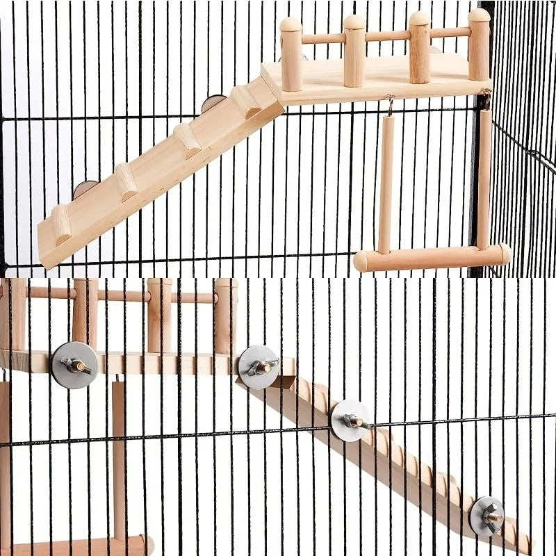 Wood Bird Ladder, Swing & Platform Set