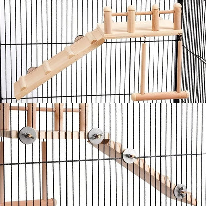Wood Bird Ladder, Swing & Platform Set