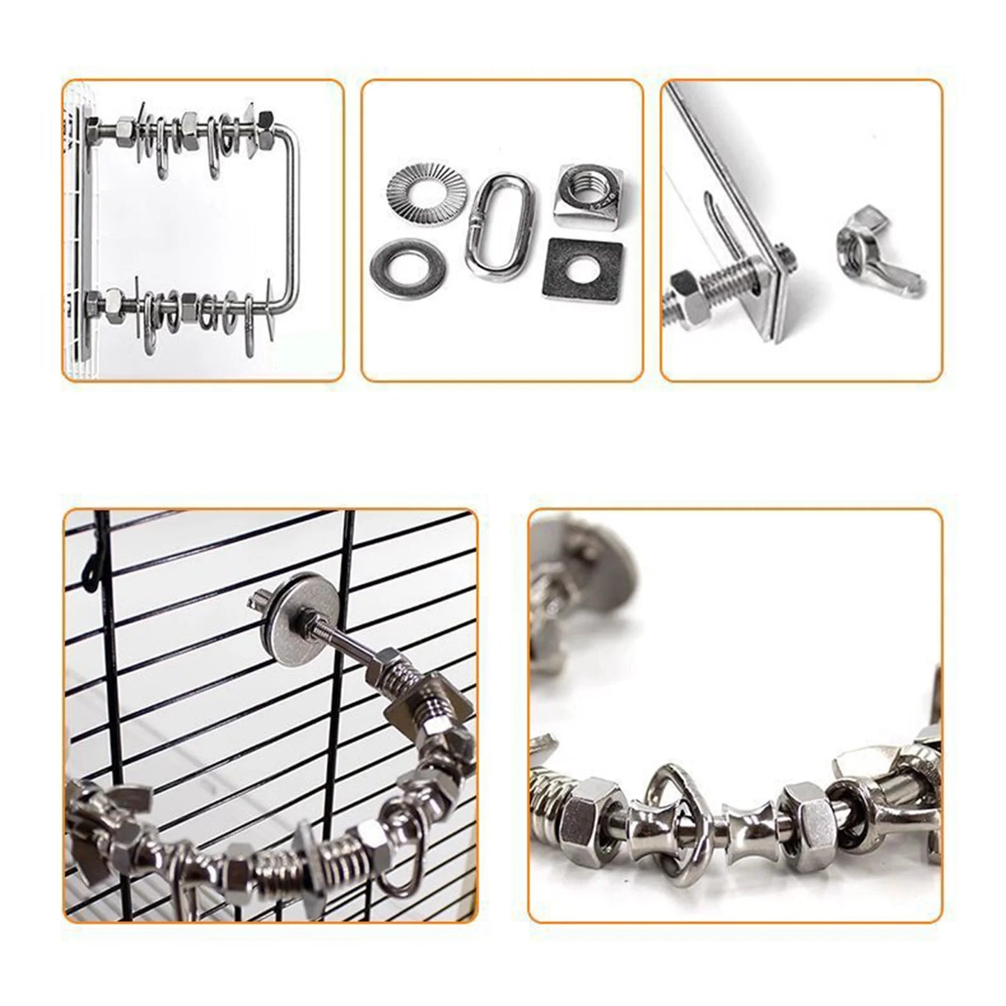 Handmade Stainless Steel Hardware Perch Bar for Birds