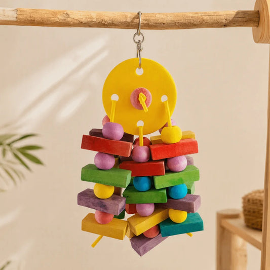Colorful Stacked Wooden Block Chew Toy for Birds