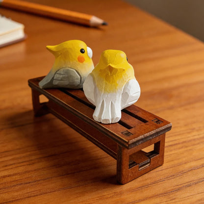 Hand-Carved Cockatiel Figurine | Bon Bon Bird Toys