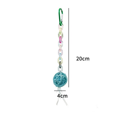 Rattan Ball & Bead Carabiner Parrot Toy | Bon Bon Bird Toys