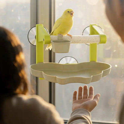 Suction Cup Window Perch & Feeding Station with Waste Basin | Bon Bon …