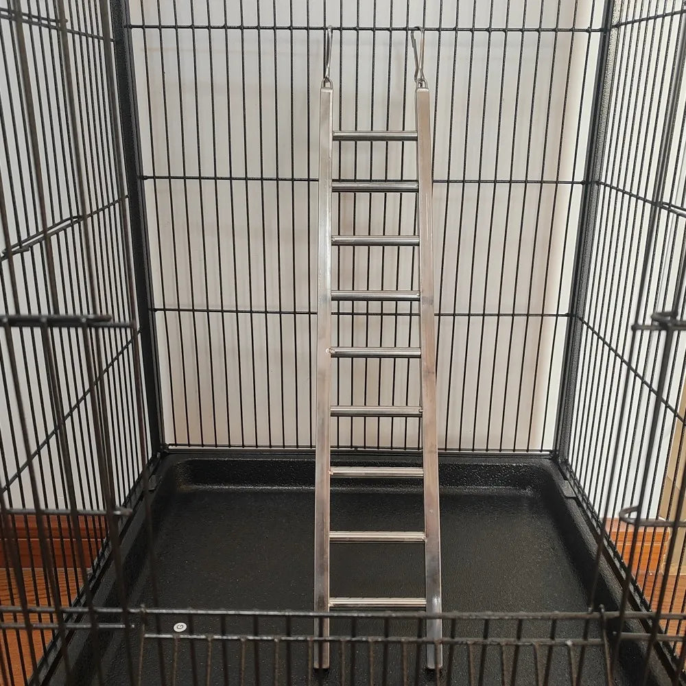Stainless Steel 9-Step Bird Ladder with Hooks | Bon Bon Bird Toys