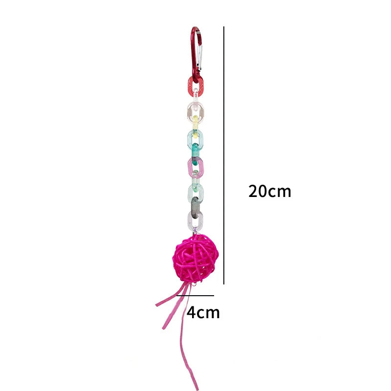 Rattan Ball & Bead Carabiner Parrot Toy | Bon Bon Bird Toys