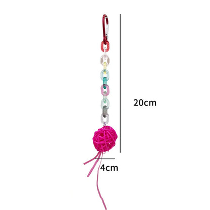 Rattan Ball & Bead Carabiner Parrot Toy | Bon Bon Bird Toys