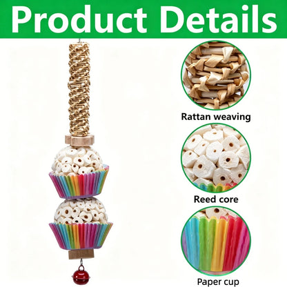 Sola Ball Foraging Toy with Raffia Cups | Bon Bon Bird Toys