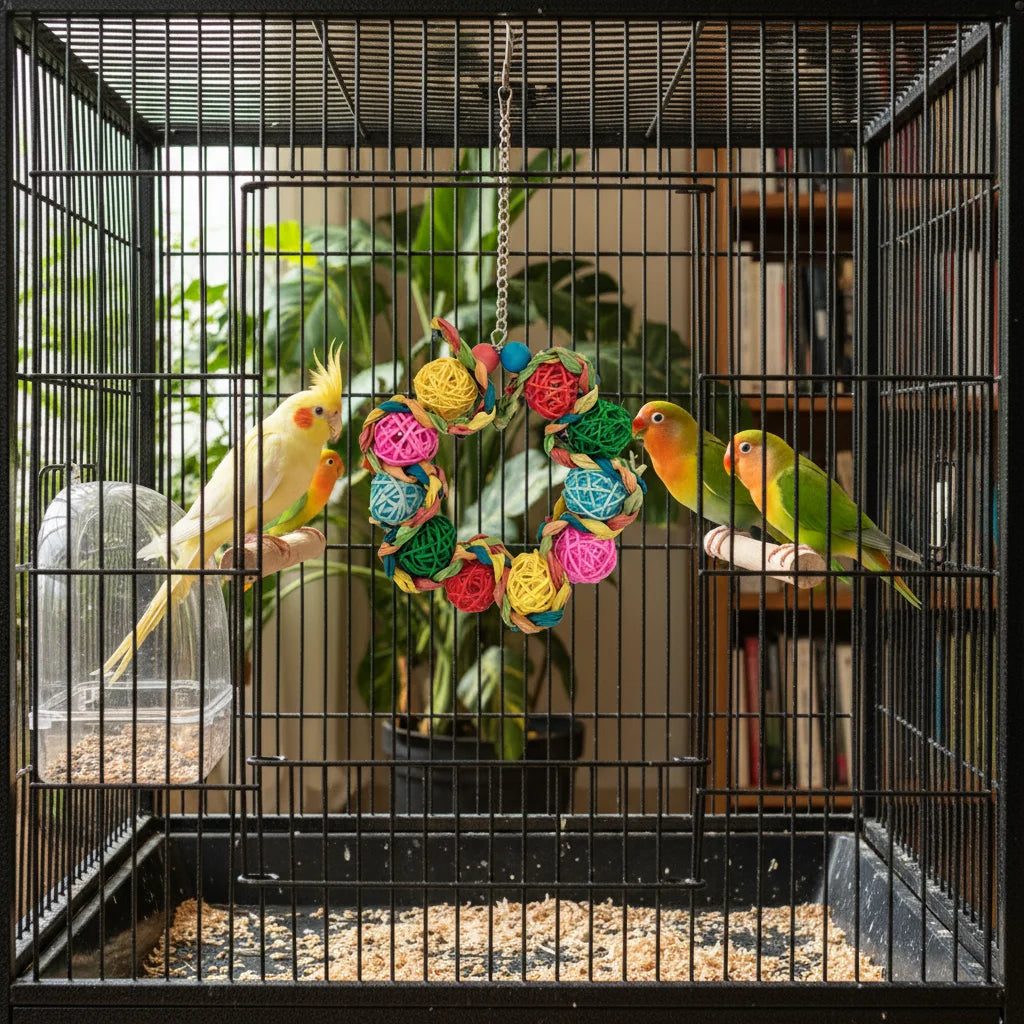 Vine Ball Wreath Swing for Birds | Bon Bon Bird Toys