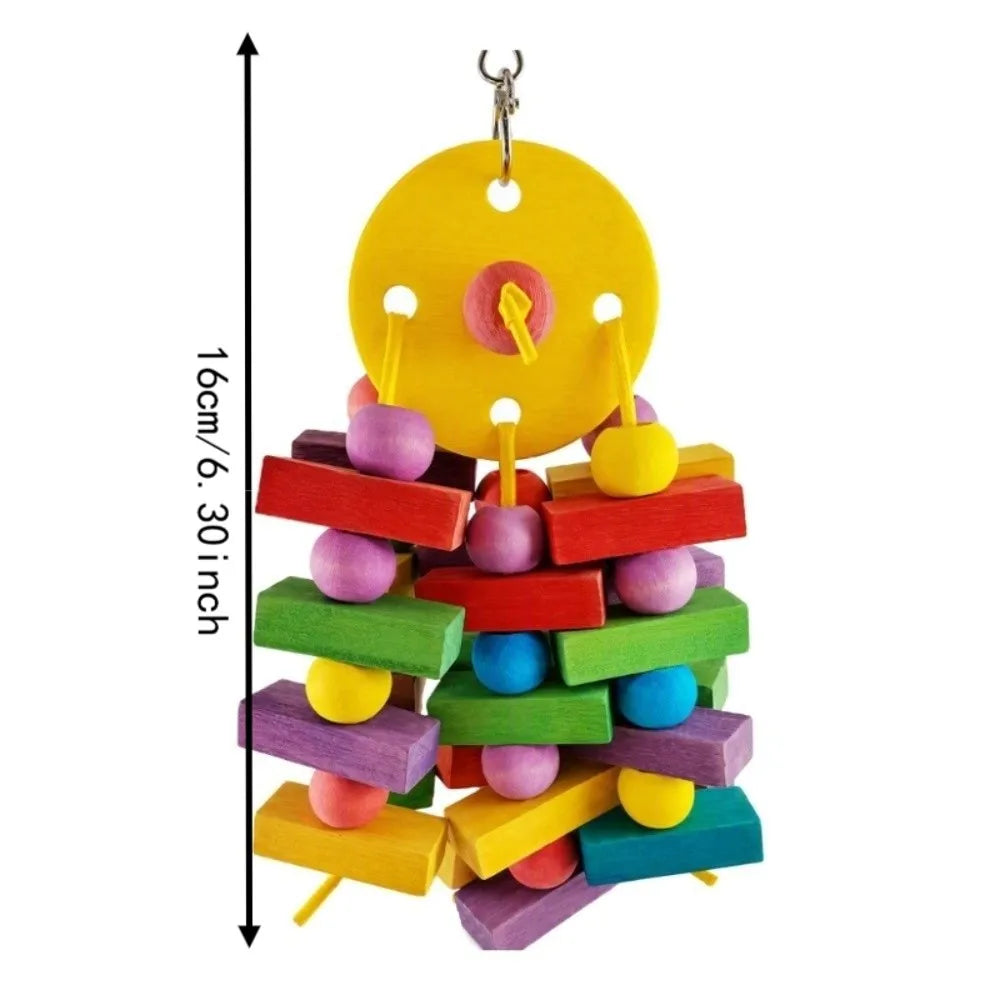 Colorful Stacked Wooden Block Chew Toy for Birds