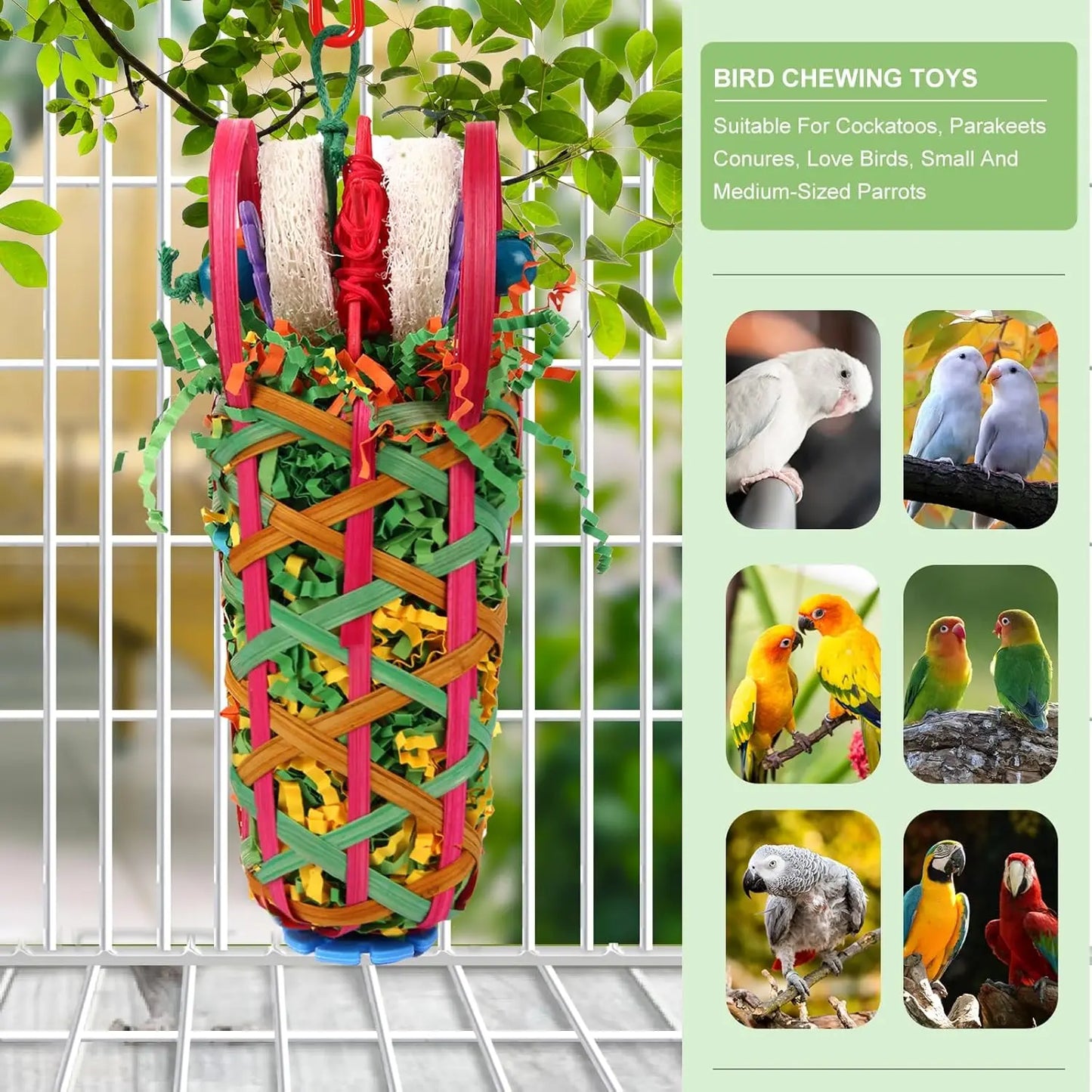 Shreddable Bamboo Basket Bird Toy 2-Pack | Bon Bon Bird Toys