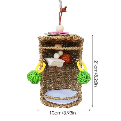 Woven Seagrass Foraging Basket Bird Toy