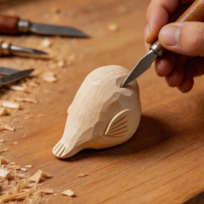 Hand-Carved Wood Bird Keychain | Bon Bon Bird Toys