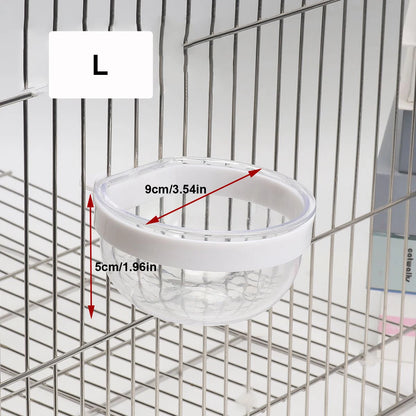Transparent Cage-Mount Bird Feeding Bowl
