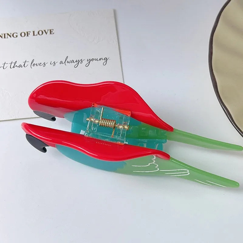 Colorful Macaw Hair Claw Clip