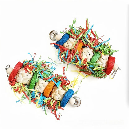 Colorful Paper & Loofah Shredder Toy for Birds