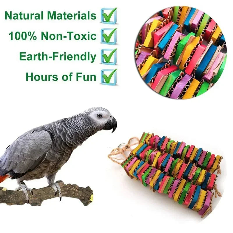 Colorful Wood Slice Shredding Toy for Birds | Bon Bon Bird Toys