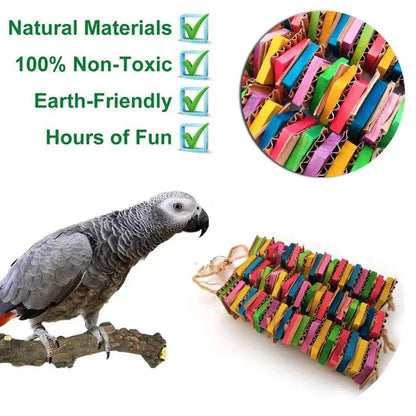 Colorful Wood Slice Shredding Toy for Birds | Bon Bon Bird Toys