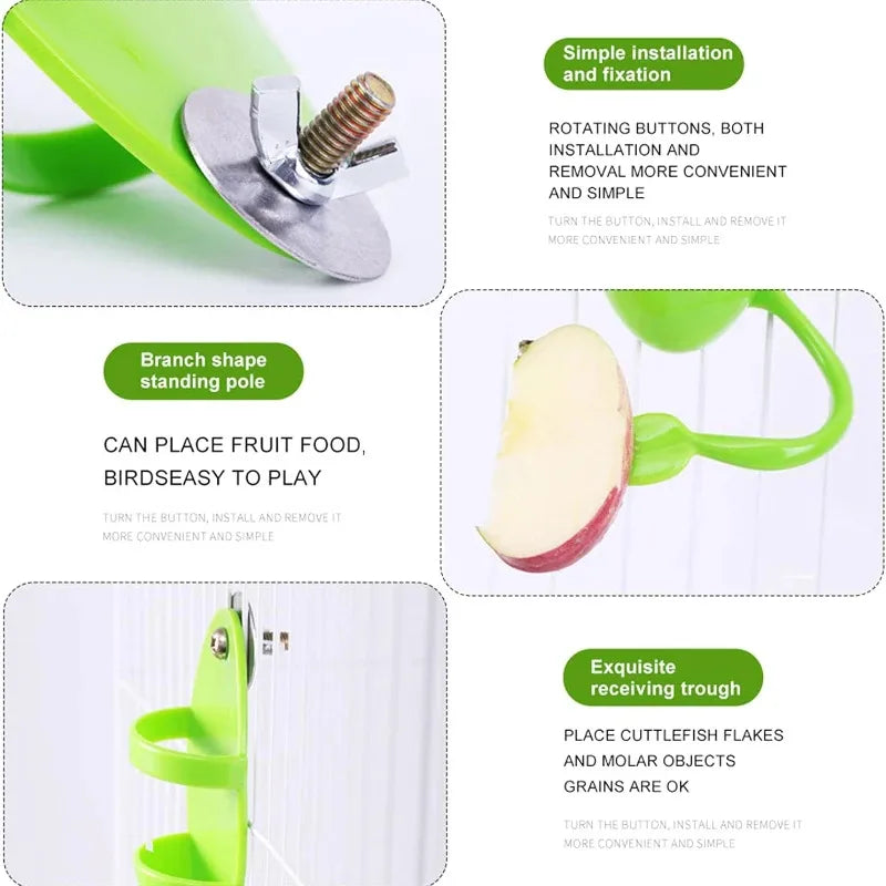 Cage-Mount Cuttlebone and Food Holder for Birds