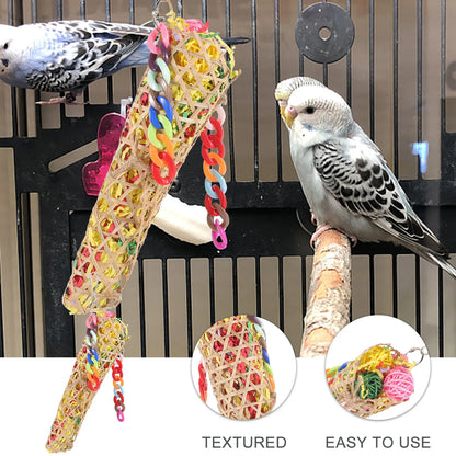 Woven Cone Shreddable Parrot Toy with Chain Rings | Bon Bon Bird Toys