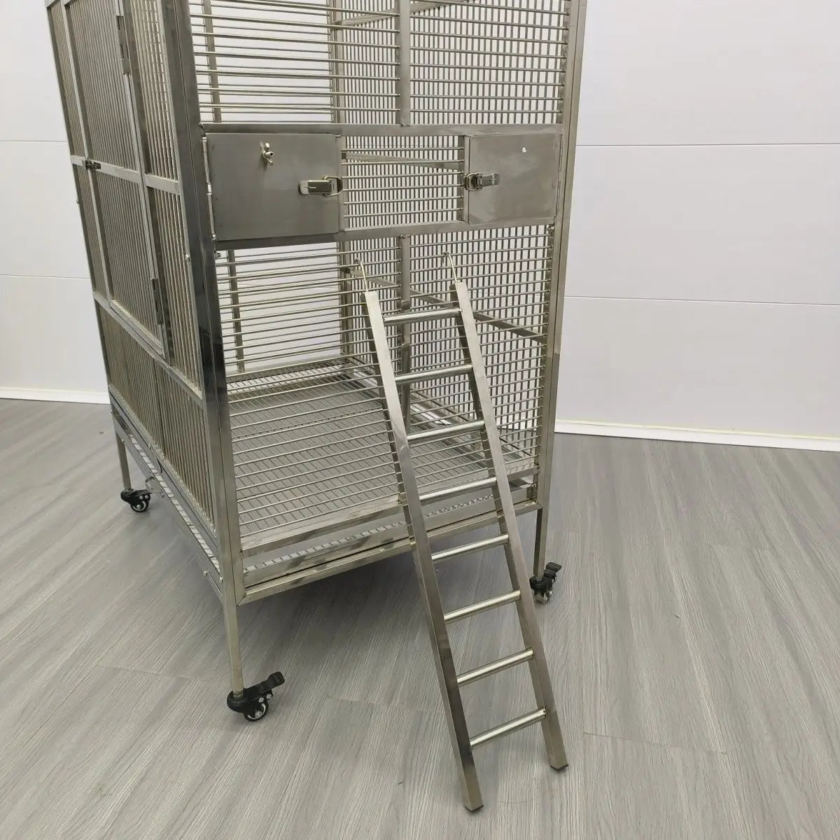 Stainless Steel 9-Step Bird Ladder with Hooks | Bon Bon Bird Toys