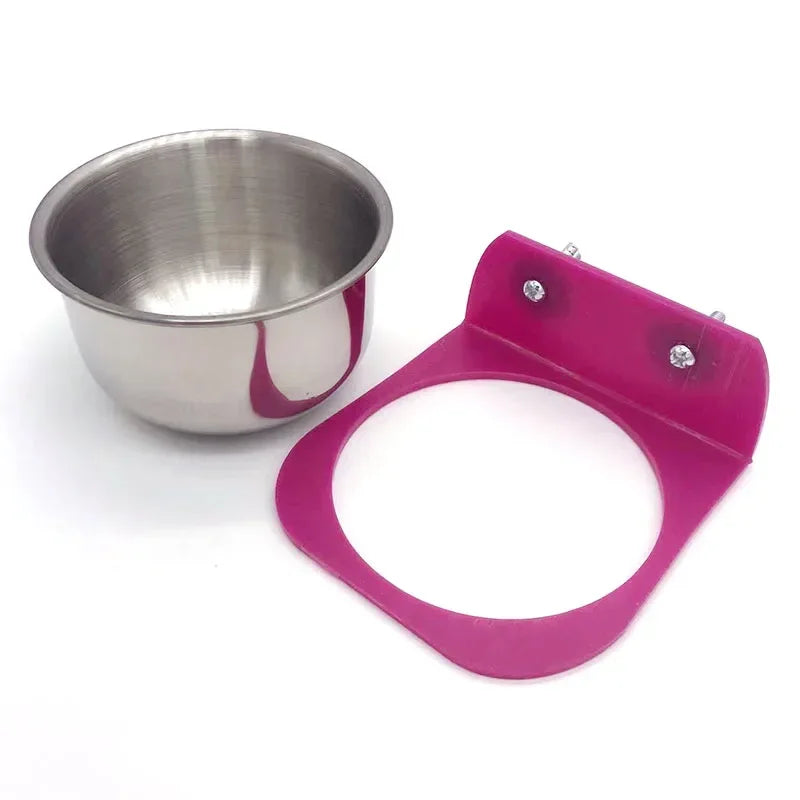 Stainless Steel Cage Bowl with Plastic Bracket | Bon Bon Bird Toys