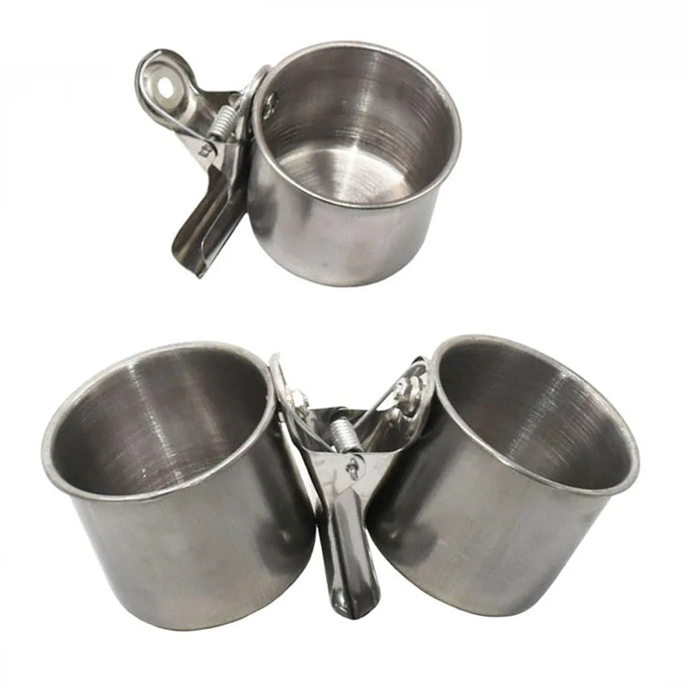 Stainless Steel Bird Feeding Cups for Cages