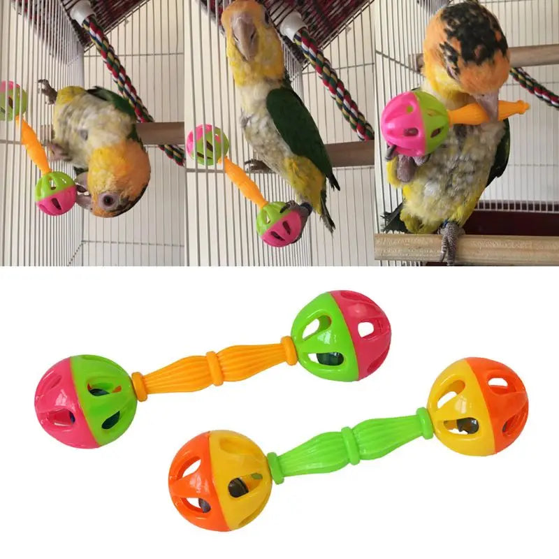 Colorful Dumbbell Bell Toy for Birds, 2 Pack | Bon Bon Bird Toys