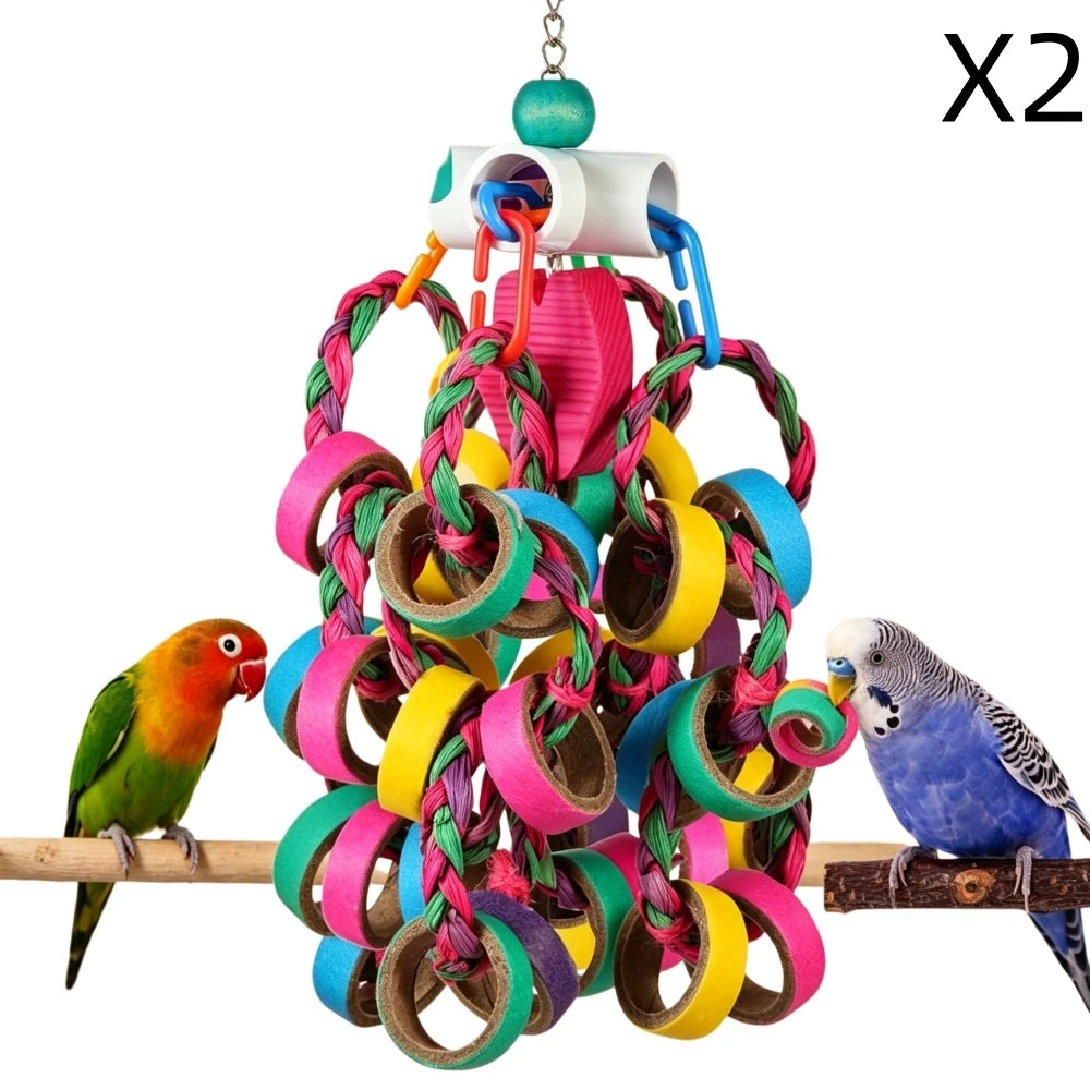 Colorful Bagel Ring Cascade Chew Toy for Parrots