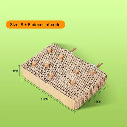 Corrugated Cardboard Perch Platform with Cork | Bon Bon Bird Toys