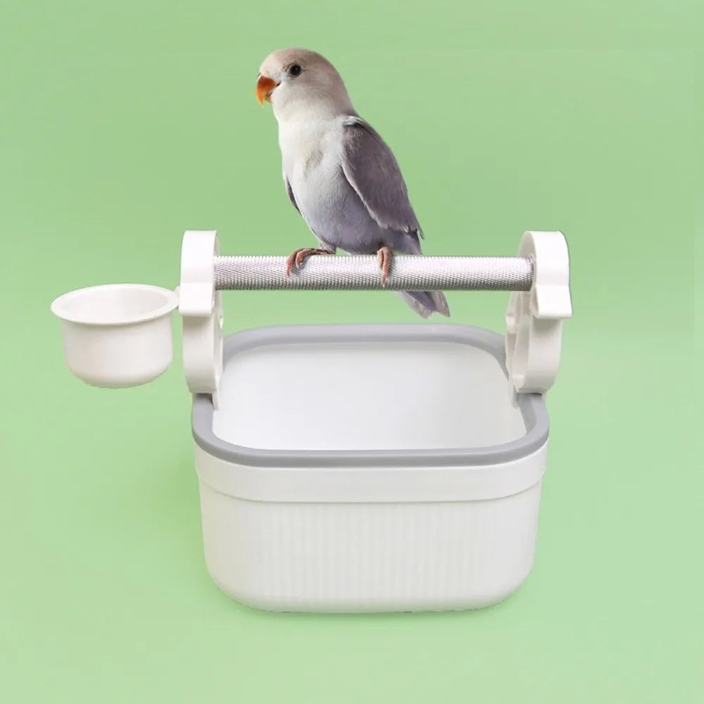 Bird Potty Training Perch with Food Bowl | Bon Bon Bird Toys