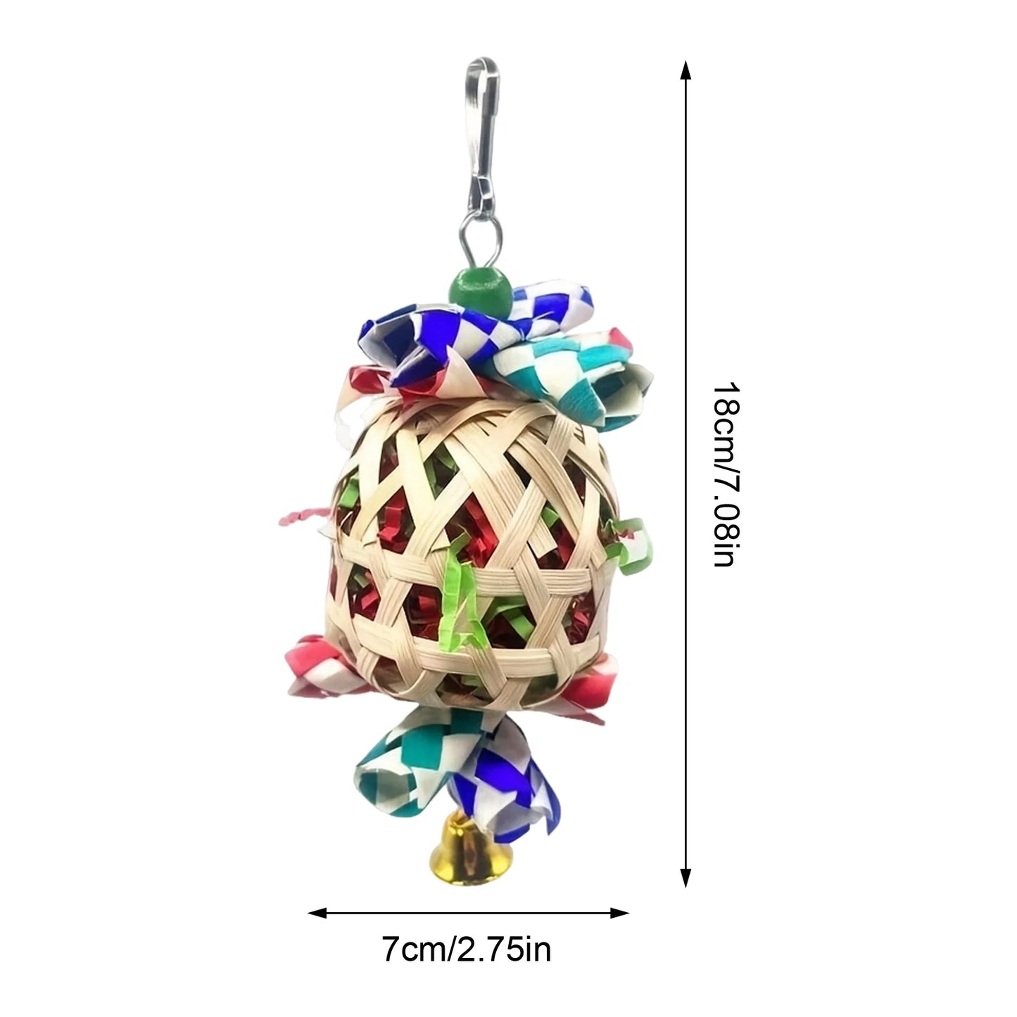 Colorful Paper Lantern Bird Toy Dimensions for Small & Medium Birds