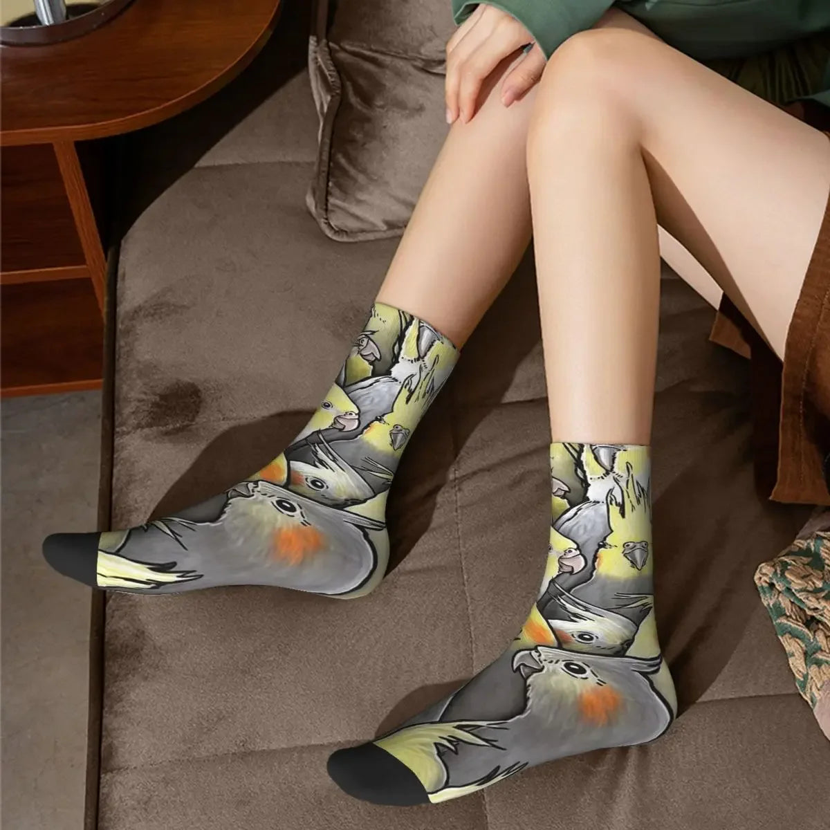 Cockatiel Art Print Crew Socks | Bon Bon Bird Toys