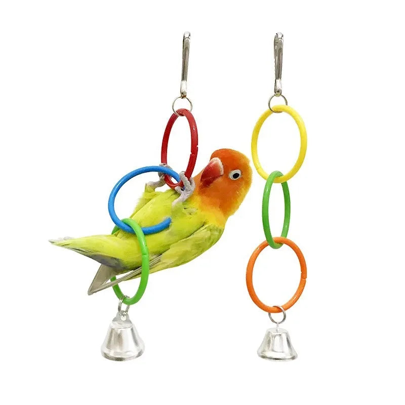 Colorful Ring Chain Swing Toy with Bell for Birds | Bon Bon Bird Toys