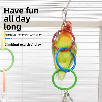 Colorful Ring Chain Swing Toy with Bell for Birds | Bon Bon Bird Toys