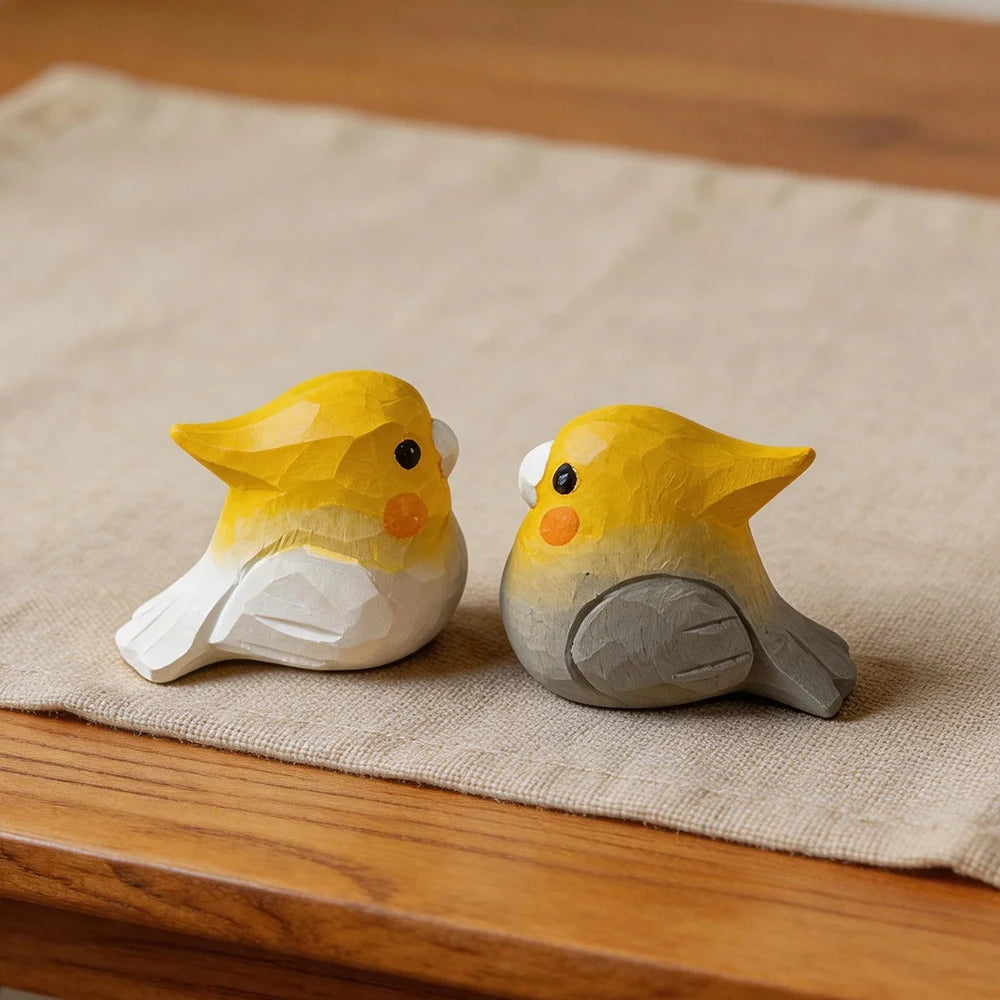 Hand-Carved Cockatiel Figurine | Bon Bon Bird Toys