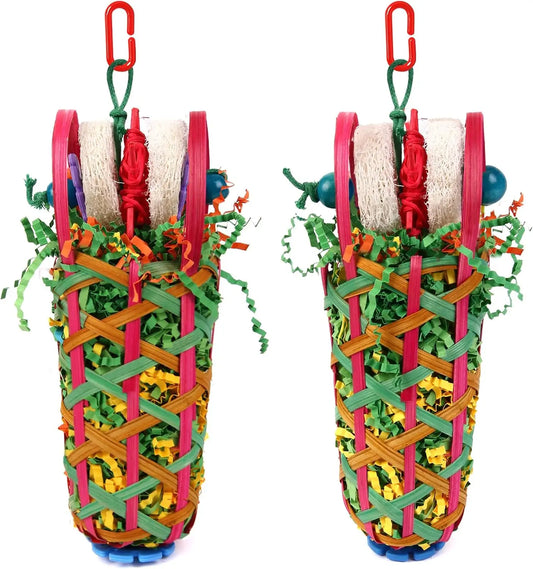 Shreddable Bamboo Basket Bird Toy 2-Pack | Bon Bon Bird Toys