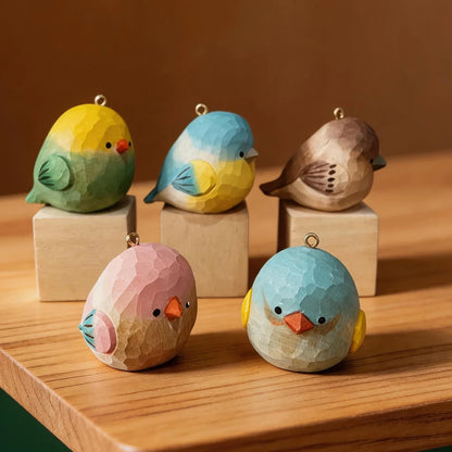 Hand-Carved Wood Bird Keychain | Bon Bon Bird Toys
