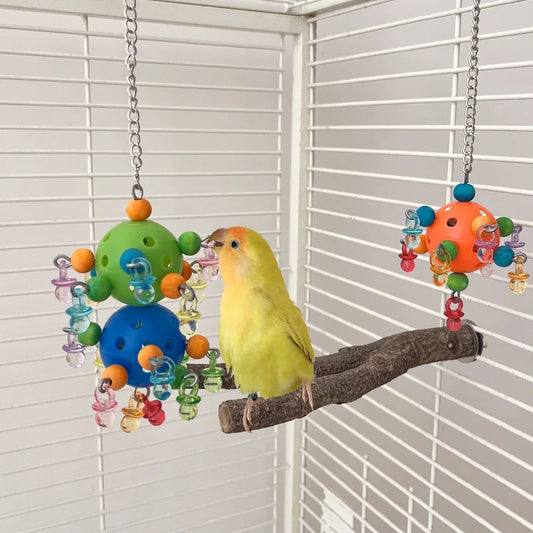 Colorful Bead and Ball Chew Toy for Birds | Bon Bon Bird Toys