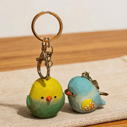 Hand-Carved Wood Bird Keychain | Bon Bon Bird Toys