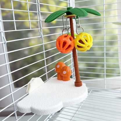 Palm Tree Bird Perch Stand with Foraging Balls | Bon Bon Bird Toys