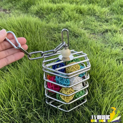 304 Stainless Steel Hanging Basket Foraging Feeder for Parrots