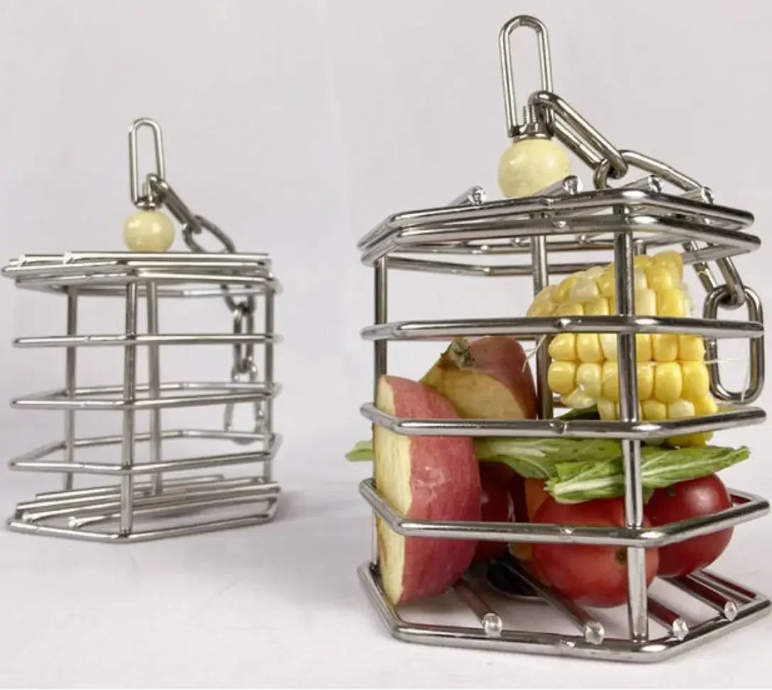 304 Stainless Steel Hanging Basket Foraging Feeder for Parrots