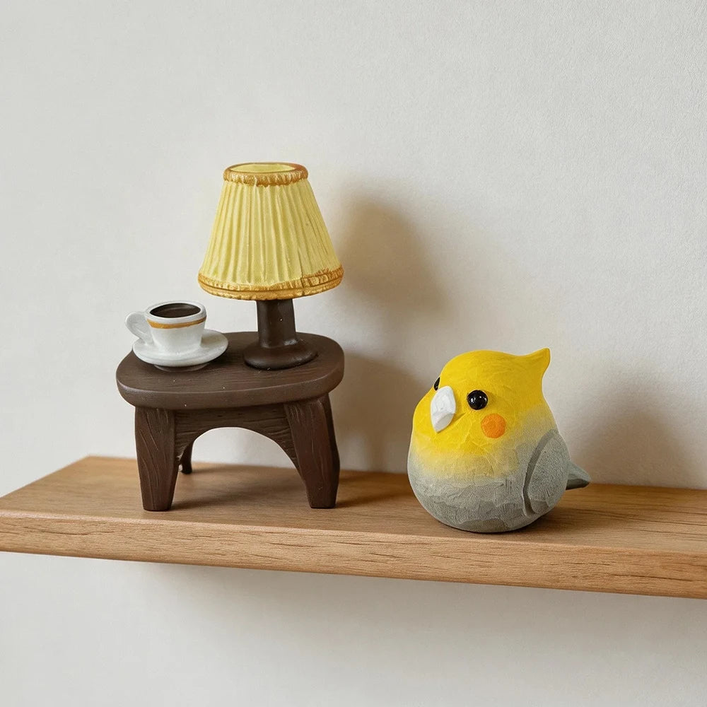 Hand-Carved Cockatiel Figurine | Bon Bon Bird Toys