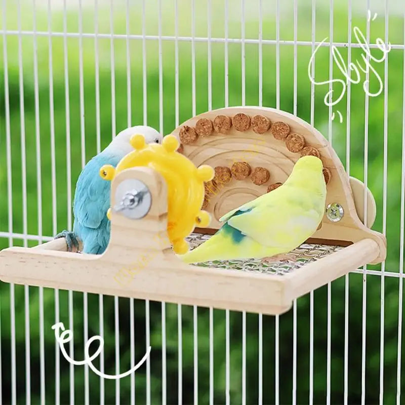 Wooden Platform Perch with Stainless Steel Mesh & Arch | Bon Bon Bird Toys