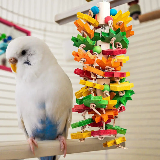 Small Parrot Colorful Wooden Hanging Toy | Bon Bon Bird Toys