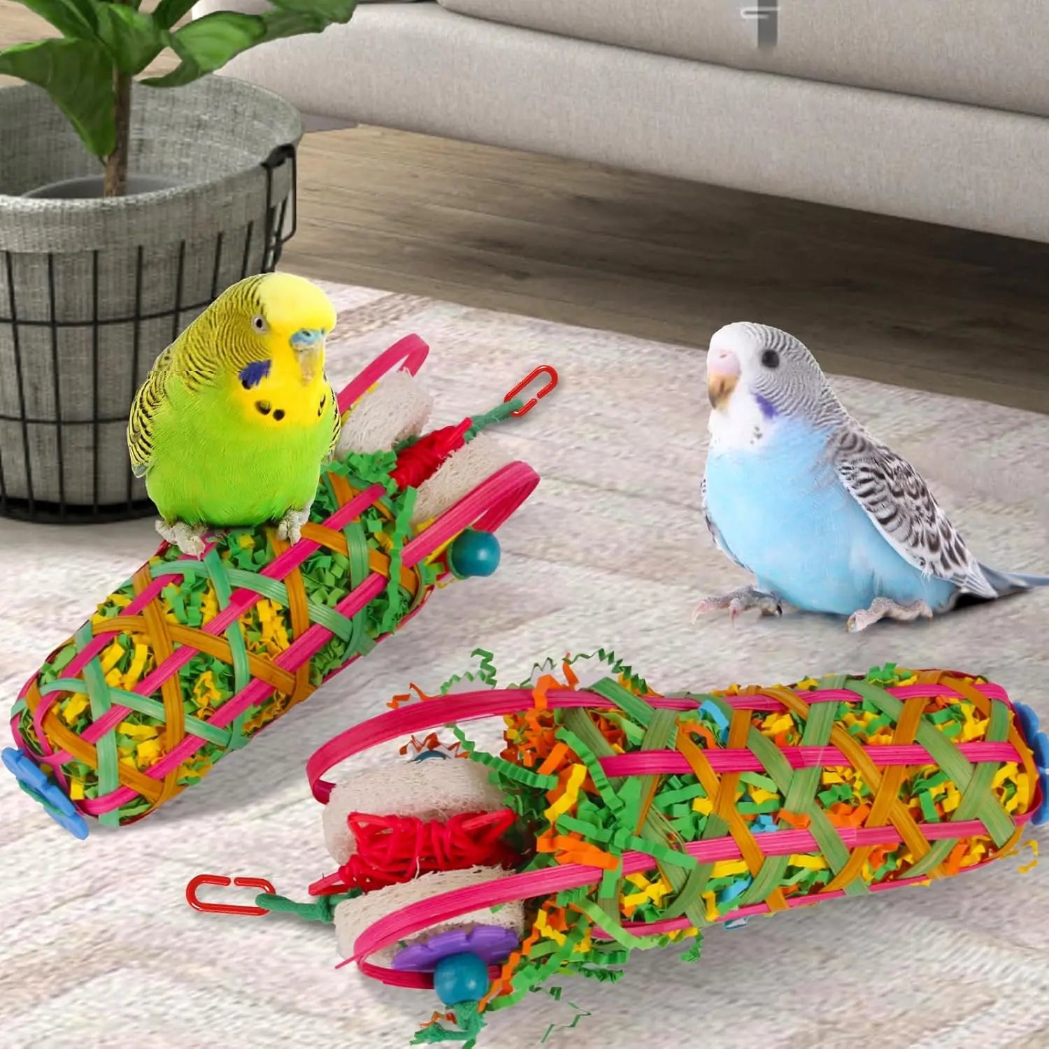 Shreddable Bamboo Basket Bird Toy 2-Pack | Bon Bon Bird Toys