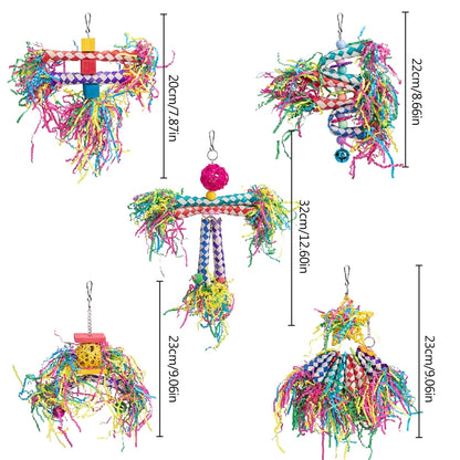 5 Piece Crinkle Paper Shredding Toy Set for Birds | Bon Bon Bird Toys
