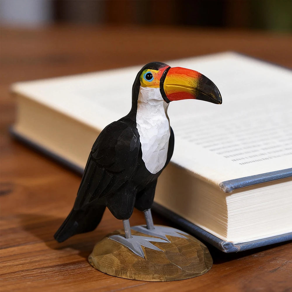 Hand-Carved Toucan & Tropical Bird Figurine | Bon Bon Bird Toys