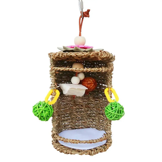 Woven Seagrass Foraging Basket Bird Toy